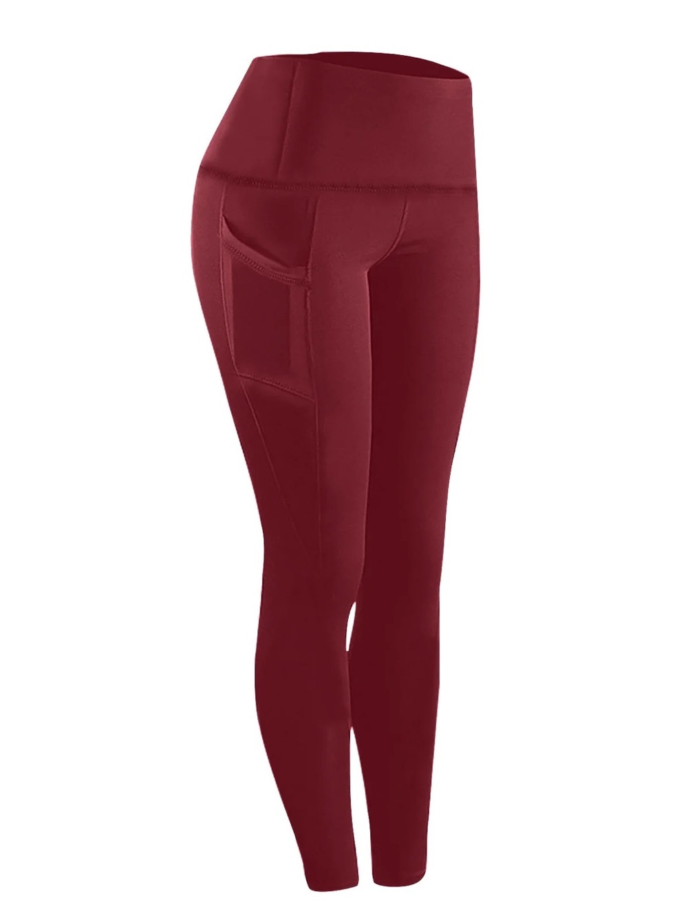 PINK Victoria's Secret High-Rise Burgundy Side-Pocket Winter Leggings Size M